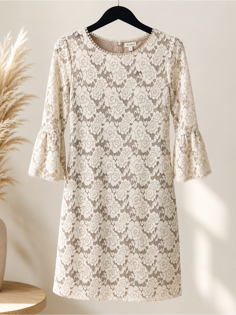 Cream Lace Floral  Dress